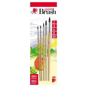 Ecsetkészlet, no. 2-4-6-8-10, kerek, natúr fanyelű, ICO