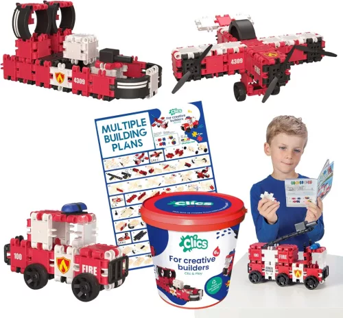 Clics Hero Squad Fire Box 5 in 1 tűzoltós 127db-os építőjáték