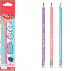   Black'Peps Pastel - 3db grafitceruza radírral, HB, háromszögletű, MAPED