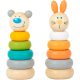 Montesszori különféle állatos torony pasztell színekben - Fa játék