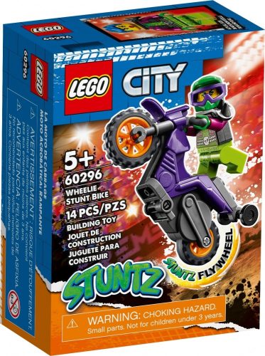 Wheelie kaszkadőr motorkerékpár LEGO City 60296