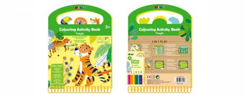 Avenir Kids- Színező könyv fejlesztő feladatokkal - 6 db színes ceruzával - 