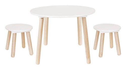 Asztal 2 székkel - fa - fehér- Jabadabado