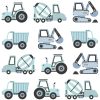 Építkezési járművek -falmatrica (kék)