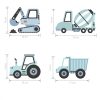 Építkezési járművek -falmatrica (kék)