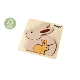 Fa formabeillesztő puzzle Nyuszik, natúr Magni