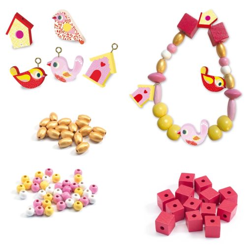 Ékszerkészítő - Fagyöngyök - Madarak- Wooden beads, Bird Djeco