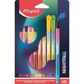   Filctoll készlet, 2,5 mm, kimosható, MAPED "Nightfall", 12 különböző szín
