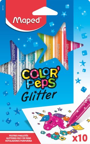 MAPED - Filctoll készlet, 2,8 mm, csillámos,  "Color'Peps Glitter", 10 különböző szín