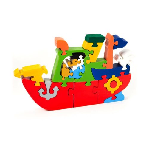 Halászhajó - Háromdimenziós fa puzzle - Puzzoo