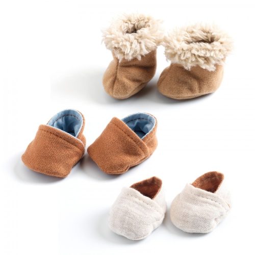 Djeco Játékbaba cipő 3 pár - 3 pairs of slippers