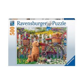 Puzzle 500 db - Kutyusok a kertben