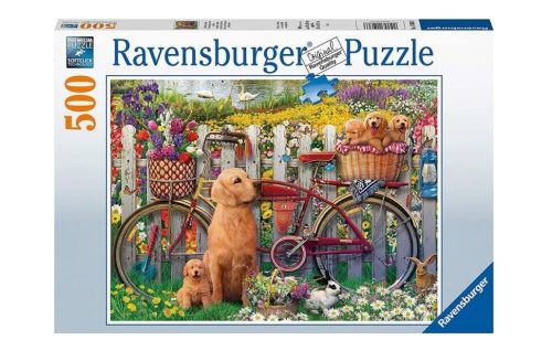 Puzzle 500 db - Kutyusok a kertben
