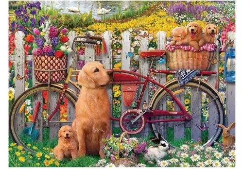 Puzzle 500 db - Kutyusok a kertben