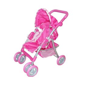 Babakocsi lábtartóval és kosárral - rózsaszín