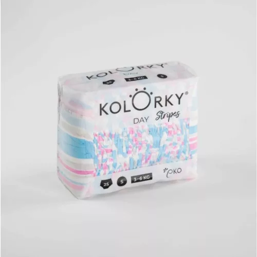 Kolorky Day öko pelenka, Csíkok, S méret (3-6 Kg) 25db