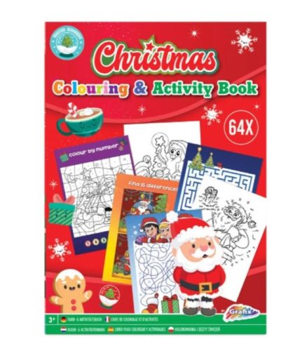 Karácsonyi színező könyv fejlesztő feladatokkal, 64 oldalas Grafix