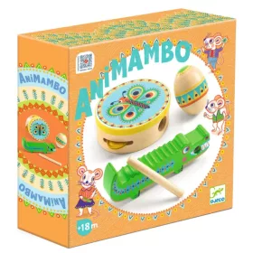 Játék hangszer készlet fából: Tamburin, maracas, guiro