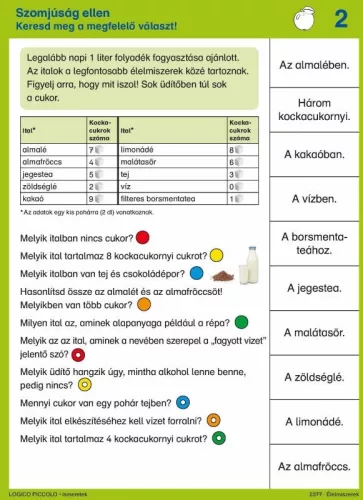 Ismeretek: Élelmiszerek Logico Piccolo feladatlapok