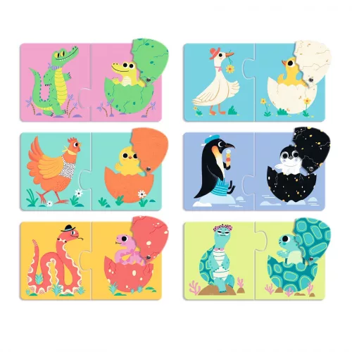 Djeco - Párosító puzzle - Kié a tojás, 12 db-os
