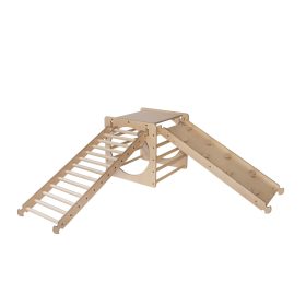   KateHaa Activity Háromszög Explorer Kocka Létrával és Csúszda/Mászóka Rámpával - Natúr