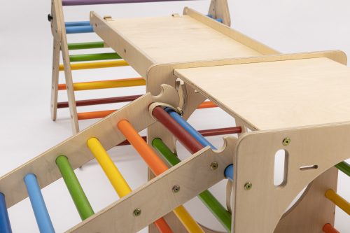 KateHaa Activity Háromszög Skylight Kocka Létrával és Csúszda/Mászóka Rámpával - Szivárvány