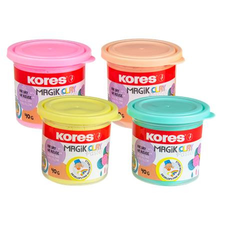 KORES - "Magic Clay" levegőre száradó gyurma, 4 pasztell szín