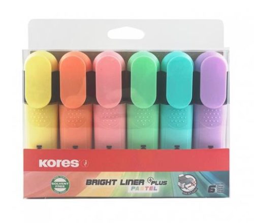 KORES - "Bright Liner Plus Pastel" szövegkiemelő készlet, 6 különböző szín