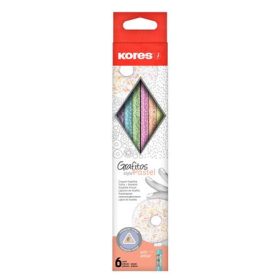   6db-os KORES - "Grafitos Style Pastel" háromszögletű grafitceruza készlet, radírral, HB