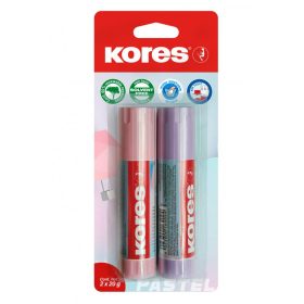   KORES - Ragasztóstift, pasztell színű tokban, 2x20 g, vegyes színek