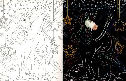 Rejtőzködő unikornisok 1. - Kifestőfüzet kaparós és színezős oldalakkal