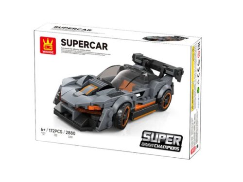 WANGE® 2880 | legó-kompatibilis építőjáték | 172 db építőkocka | Supercar sötétszürke sportkocsi