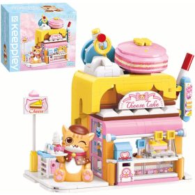   QMAN® K28006 Keeppley | legó-kompatibilis építőjáték lányoknak | 364 db építőkocka | Vörös macska cukrászdája