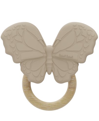 Label Label -Silicone & Wood pillangó alakú rágóka- nugát színű