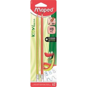   Írástanuló grafitceruza radírral, HB, háromszögletű, MAPED "Kidy Learn", 2 darab