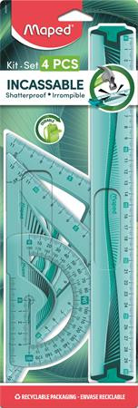 Vonalzókészlet, műanyag, hajlítható, 4 darabos, MAPED "Flex"