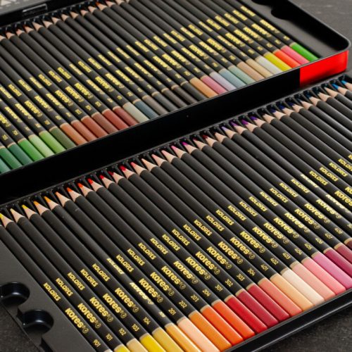 Színes ceruza készlet, 72 különböző szín KORES "Kolores Selection", háromszögletű, fém dobozban, 