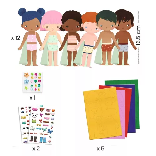 Djeco - Papírbaba öltöztető - Fiúk-lányok - Soft dress-up