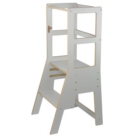   MecanWood Konyhai gyerek fellépő, tanulótorony - Világos szürke