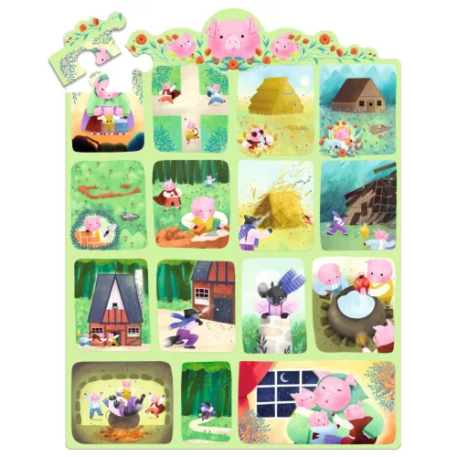 Djeco Mese puzzle - A három kismalac, 35 db-os