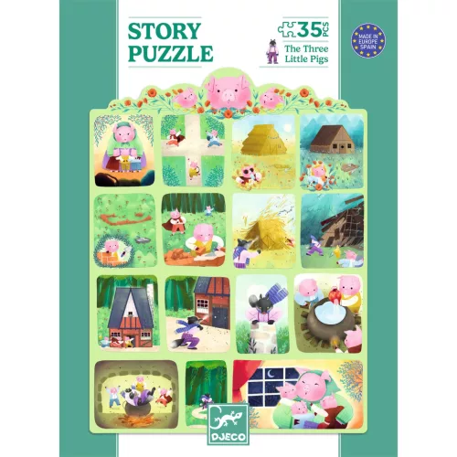 Djeco Mese puzzle - A három kismalac, 35 db-os