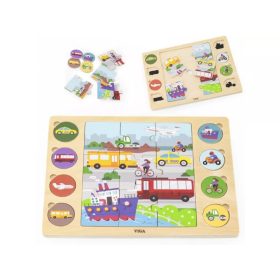 Találd meg a párokat - járműves - Fa puzzle