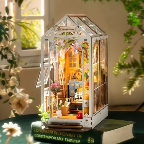 Virágos üvegházikó - DIY könyvespolc díszítő - Book nook