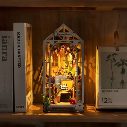 Virágos üvegházikó - DIY könyvespolc díszítő - Book nook
