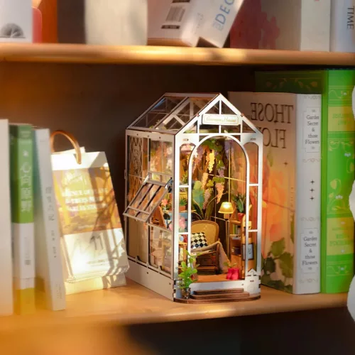 Virágos üvegházikó - DIY könyvespolc díszítő - Book nook