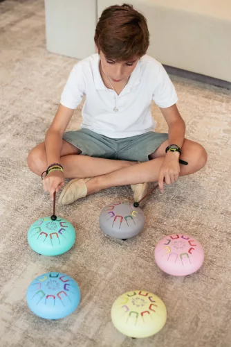 Baby Tambú  Szélsárkány, világos kék gyerekhangszer, zenedob, handpan