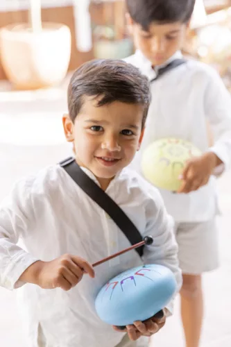 Baby Tambú  Szélsárkány, világos kék gyerekhangszer, zenedob, handpan