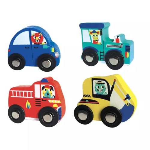 Auzou Padló puzzle 4db fa kisautóval