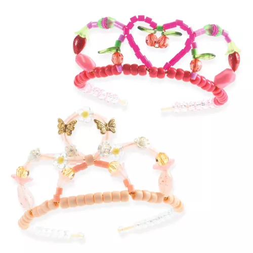 Djeco Ékszerkészítő készlet - Páros tiara, pink - Duo of tiaras, Pink