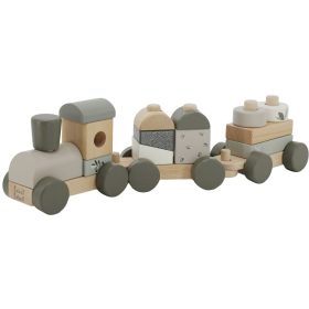   Label -Label Fa játékvonat építőelemekkel - Oliva színben